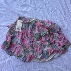 Loveshack Fancy Ruffle Mini Skirt Size Small in Blueberry Frosting $295